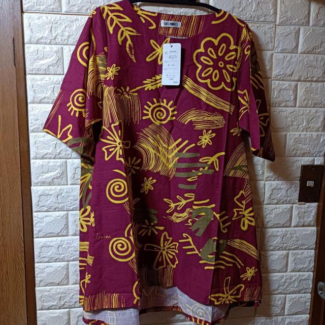 BLACK MARIKO★新品★エスニック柄半袖綿チュニック/エンジ < 女性ファッション  BLACK MARIKO★新品★エスニック柄半袖綿チュニック/エンジ  < 女性ファッションの