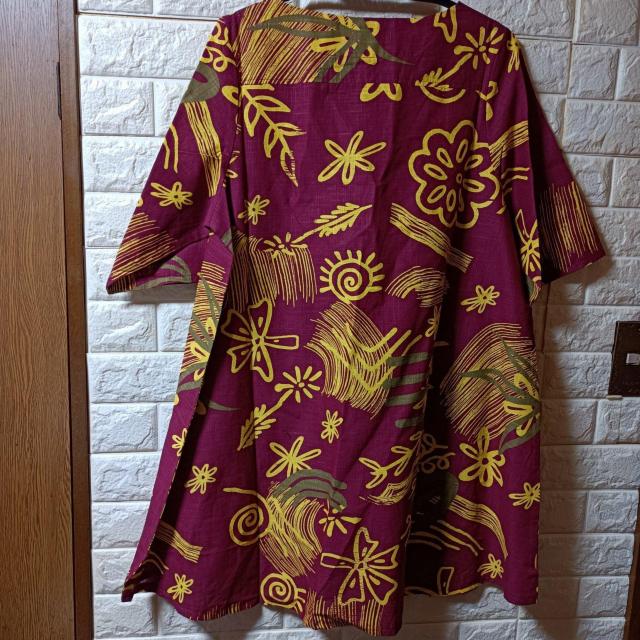 BLACK MARIKO★新品★エスニック柄半袖綿チュニック/エンジ < 女性ファッション  BLACK MARIKO★新品★エスニック柄半袖綿チュニック/エンジ < 女性ファッションの