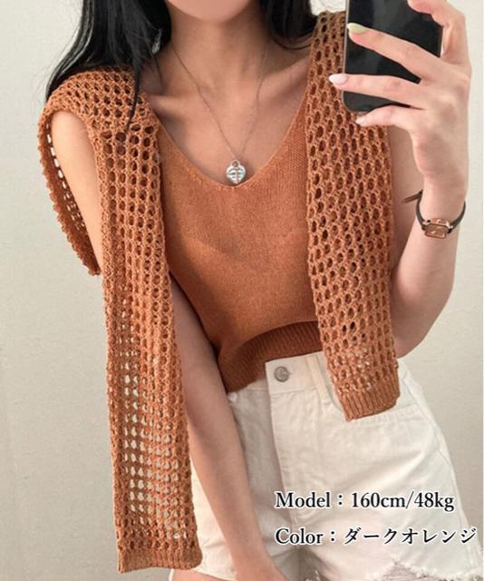 送料無料 新品 メッシュニット タンクトップ 2点セット < 女性ファッション  送料無料 新品 メッシュニット タンクトップ 2点セット < 女性ファッションの