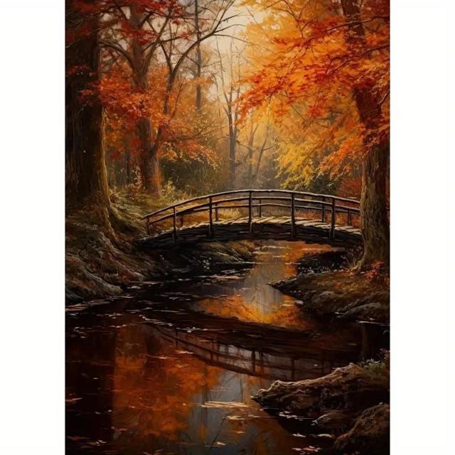 爆ヤス価格690円★1枚の額なしキャンバスポスター現代アート、秋の森の小川の橋、寝室リビングルーム廊下ウォールアート50×70cm < インテリア/ライフ 爆ヤス価格690円★1枚の額なしキャンバスポスター現代アート、秋の森の小川の橋、寝室リビングルーム廊下ウォールアート50×70cm < インテリア/ライフの