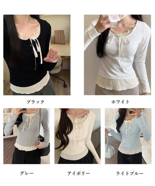 送料無料 新品 フェイクレイヤードカップ付きカットソー < 女性ファッション  送料無料 新品 フェイクレイヤードカップ付きカットソー < 女性ファッションの