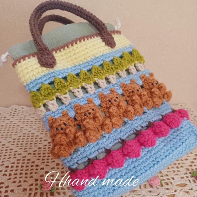☆Hand made☆ 森のクマさん*バッグ*林檎*巾着袋付き < ペット/手芸/園芸 ☆Hand made☆ 森のクマさん*バッグ*林檎*巾着袋付き < ペット/手芸/園芸の