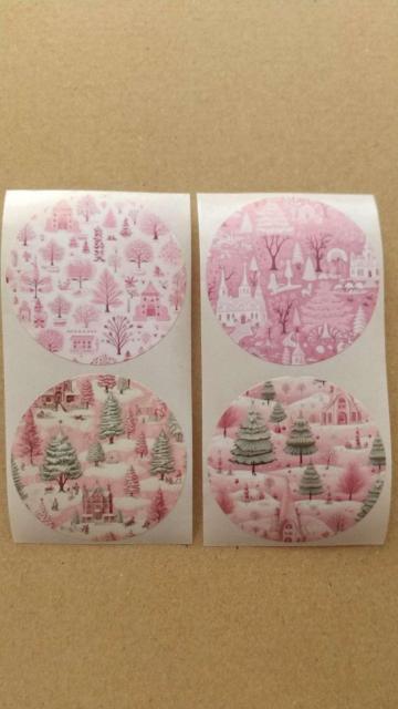 ピンクの冬景色デザイン 丸いシール 8種8枚 < インテリア/ライフ ピンクの冬景色デザイン 丸いシール 8種8枚 < インテリア/ライフの