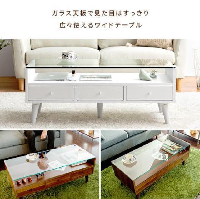 ガラステーブル ホワイト センターテーブル ローテーブル 北欧 収納 モダン 木製 < インテリア/ライフ  ガラステーブル ホワイト センターテーブル ローテーブル 北欧 収納 モダン 木製 < インテリア/ライフの