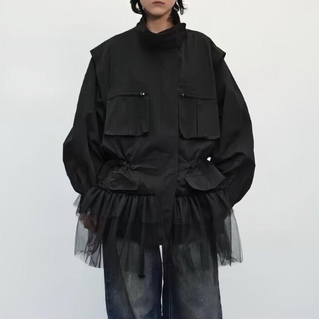 &LOVE CLOSETアウター★チュール飾りのブラックアウター/新品♪ < 女性ファッション &LOVE CLOSETアウター★チュール飾りのブラックアウター/新品♪ < 女性ファッションの