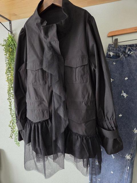 &LOVE CLOSETアウター★チュール飾りのブラックアウター/新品♪ < 女性ファッション &LOVE CLOSETアウター★チュール飾りのブラックアウター/新品♪ < 女性ファッションの