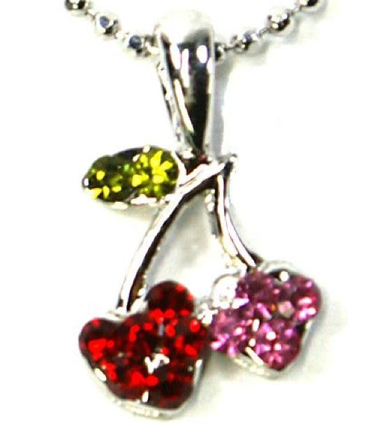3色チェリーペンダント レッドピンク 可愛い さくらんぼ モチーフ ネックレス アクセサリー トップ キラキラ ミニ < 女性アクセサリー/時計  3色チェリーペンダント レッドピンク 可愛い さくらんぼ モチーフ ネックレス アクセサリー トップ キラキラ ミニ  < 女性アクセサリー/時計の