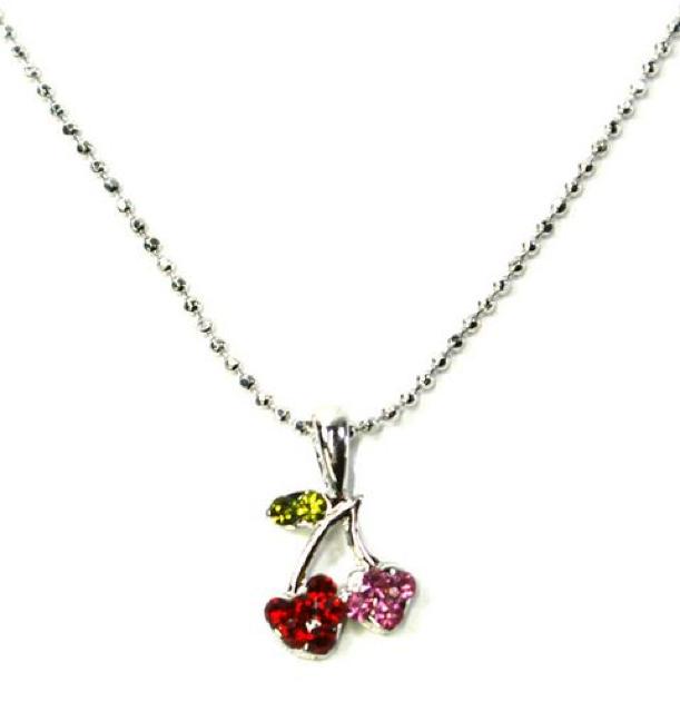 3色チェリーペンダント レッドピンク 可愛い さくらんぼ モチーフ ネックレス アクセサリー トップ キラキラ ミニ < 女性アクセサリー/時計  3色チェリーペンダント レッドピンク 可愛い さくらんぼ モチーフ ネックレス アクセサリー トップ キラキラ ミニ < 女性アクセサリー/時計の