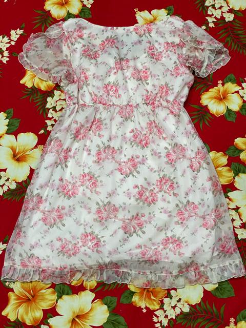 レストローズ☆ピンクバラ柄シフォンミニワンピース☆キャミ付☆ < ブランド  レストローズ☆ピンクバラ柄シフォンミニワンピース☆キャミ付☆ < ブランドの