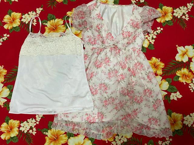 レストローズ☆ピンクバラ柄シフォンミニワンピース☆キャミ付☆ < ブランド  レストローズ☆ピンクバラ柄シフォンミニワンピース☆キャミ付☆ < ブランドの