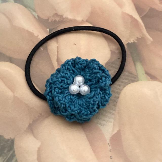 ハンドメイド♪レース編みお花モチーフのヘアゴム < 女性ファッション  ハンドメイド♪レース編みお花モチーフのヘアゴム  < 女性ファッションの
