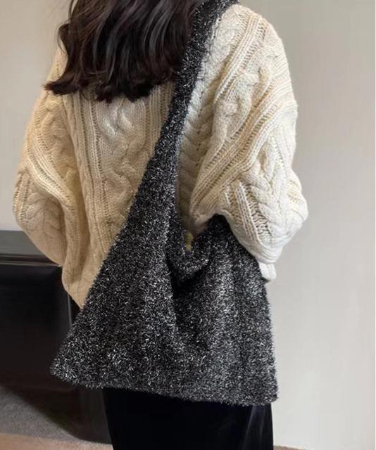 送料無料 新品 ニットトートバッグ ラメシャギー < 女性ファッション  送料無料 新品 ニットトートバッグ ラメシャギー  < 女性ファッションの