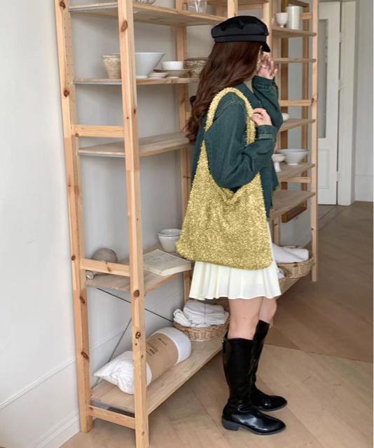 送料無料 新品 ニットトートバッグ ラメシャギー < 女性ファッション  送料無料 新品 ニットトートバッグ ラメシャギー < 女性ファッションの