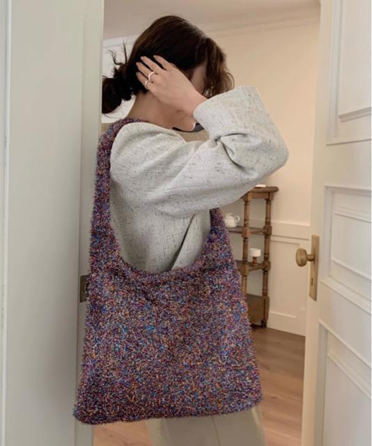 送料無料 新品 ニットトートバッグ ラメシャギー < 女性ファッション  送料無料 新品 ニットトートバッグ ラメシャギー < 女性ファッションの