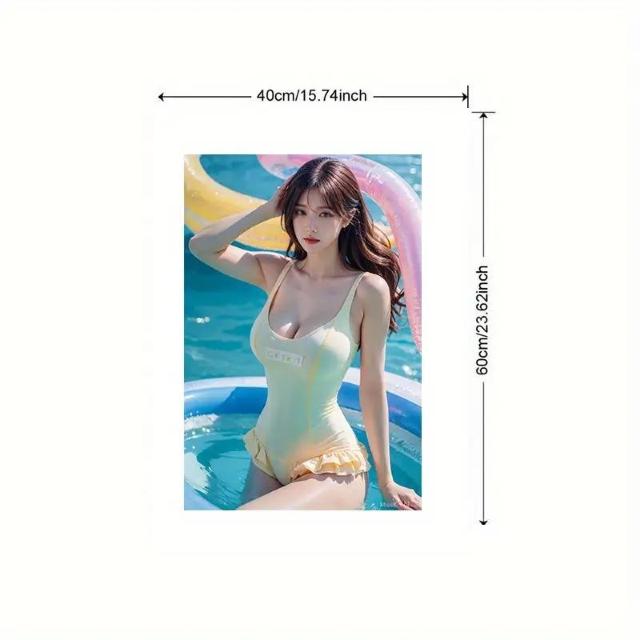 爆ヤス価格990円★フレームレスキャンバスウォールアートプリント - ワンピース水着とフリルエッジ、プールサイド 40X60 cm < インテリア/ライフ 爆ヤス価格990円★フレームレスキャンバスウォールアートプリント - ワンピース水着とフリルエッジ、プールサイド 40X60 cm < インテリア/ライフの