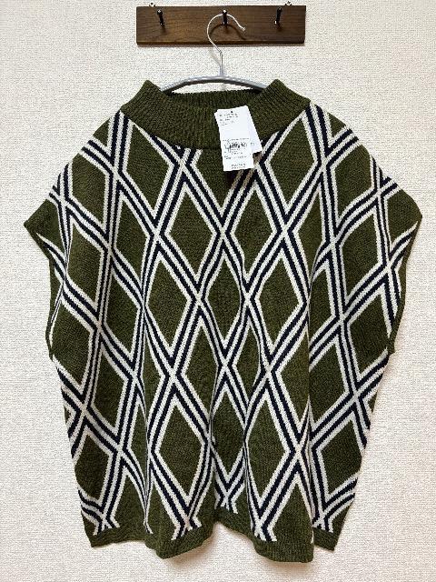 新品!クラフトスタンダードブティック ダイヤ柄ニットポンチョ グリーン < ブランド 新品!クラフトスタンダードブティック ダイヤ柄ニットポンチョ グリーン < ブランドの