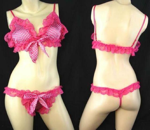 可愛い水玉とレースのブラ、T Sピンク < 女性ファッション  可愛い水玉とレースのブラ、T Sピンク < 女性ファッションの