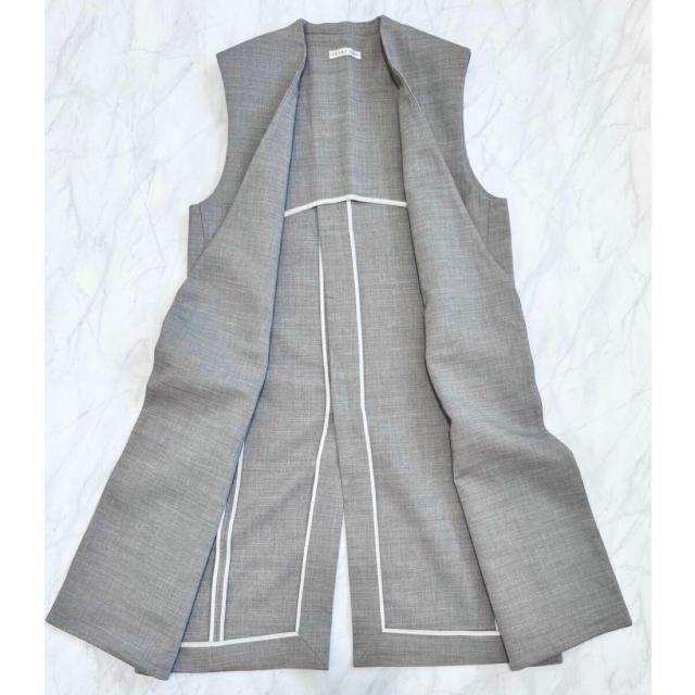 エストネーション ロングジレ ベストジャケット グレ < 女性ファッション  エストネーション ロングジレ ベストジャケット グレ < 女性ファッションの