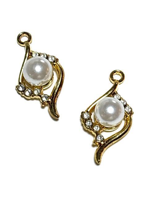 995 パール(合成樹脂)とジルコニアのトップチャーム 金色2個 ペンダントトップ ピアスパーツ < ペット/手芸/園芸 995 パール(合成樹脂)とジルコニアのトップチャーム 金色2個 ペンダントトップ ピアスパーツ < ペット/手芸/園芸の