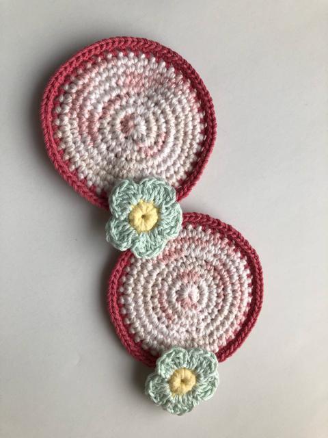 ハンドメイド コースター コットン 編み物 ペア お花 < 女性ファッション  ハンドメイド コースター コットン 編み物 ペア お花 < 女性ファッションの