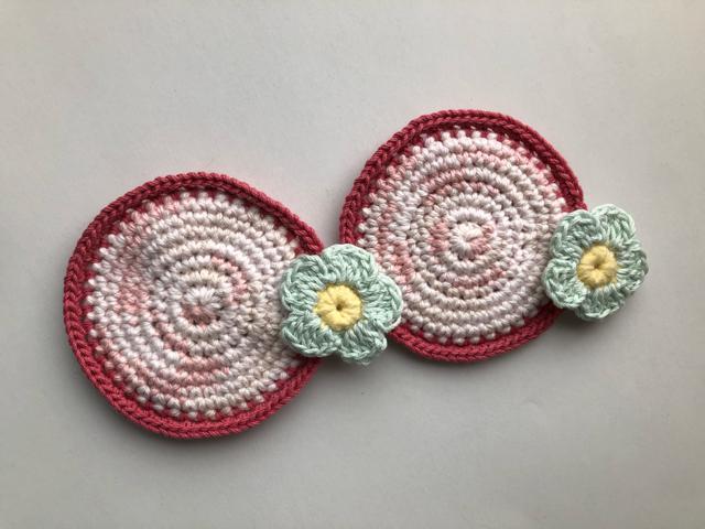 ハンドメイド コースター コットン 編み物 ペア お花 < 女性ファッション  ハンドメイド コースター コットン 編み物 ペア お花 < 女性ファッションの