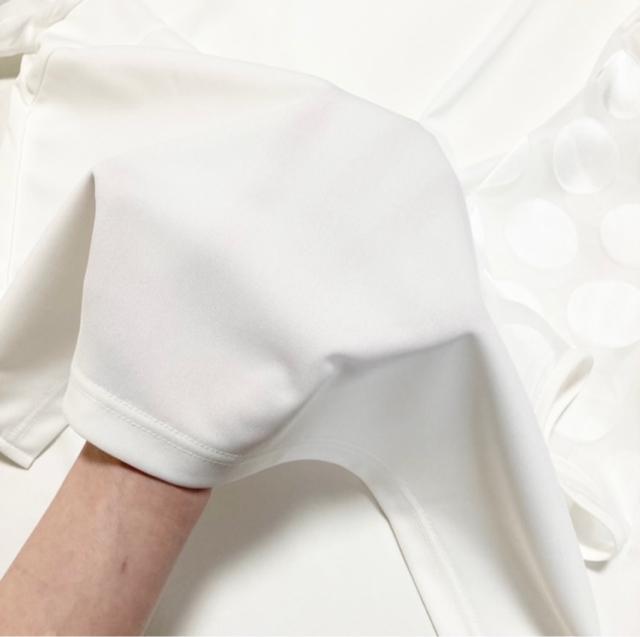 HIROMIYOSHIDA.ドットシースルー袖◎ブラウスシャツ白(L)新品 < ブランド HIROMIYOSHIDA.ドットシースルー袖◎ブラウスシャツ白(L)新品 < ブランドの