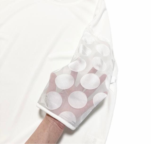 HIROMIYOSHIDA.ドットシースルー袖◎ブラウスシャツ白(L)新品 < ブランド HIROMIYOSHIDA.ドットシースルー袖◎ブラウスシャツ白(L)新品 < ブランドの