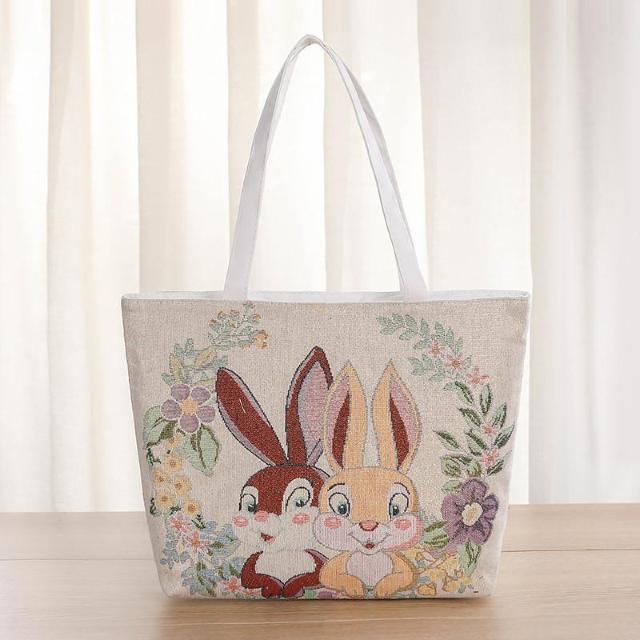 トートバッグ キャンバスバッグ 可愛いウサギ ショッピングバッグ うさぎ < 女性ファッション  トートバッグ キャンバスバッグ 可愛いウサギ ショッピングバッグ うさぎ  < 女性ファッションの