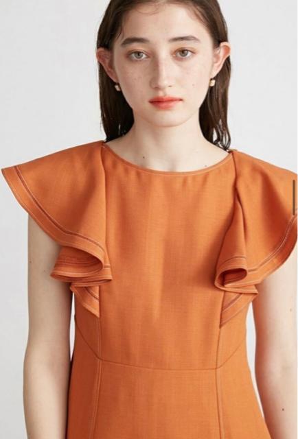 LilyBrownリリーブラウンオレンジブラウンテラコッタレースアップラッフルフリルフレアスリーブロングワンピースステッチ茶白 < ブランド LilyBrownリリーブラウンオレンジブラウンテラコッタレースアップラッフルフリルフレアスリーブロングワンピースステッチ茶白 < ブランドの