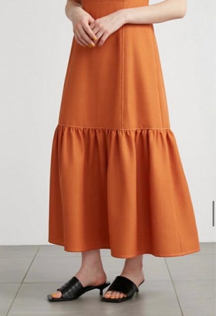 LilyBrownリリーブラウンオレンジブラウンテラコッタレースアップラッフルフリルフレアスリーブロングワンピースステッチ茶白 < ブランド LilyBrownリリーブラウンオレンジブラウンテラコッタレースアップラッフルフリルフレアスリーブロングワンピースステッチ茶白 < ブランドの