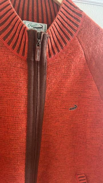 クロコダイル メンズ ウール100% ジップアップ ニット ジャケット オレンジ M < ブランド クロコダイル メンズ ウール100% ジップアップ ニット ジャケット オレンジ M < ブランドの