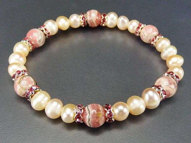 インカローズ パール ロンデル ブレスレット天然石 バラ人生 804-040 < 女性アクセサリー/時計  インカローズ パール ロンデル ブレスレット天然石 バラ人生 804-040 < 女性アクセサリー/時計の