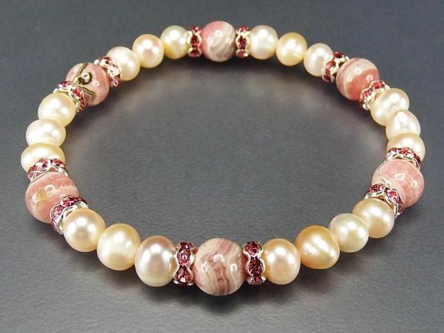 インカローズ パール ロンデル ブレスレット天然石 バラ人生 804-040 < 女性アクセサリー/時計  インカローズ パール ロンデル ブレスレット天然石 バラ人生 804-040 < 女性アクセサリー/時計の