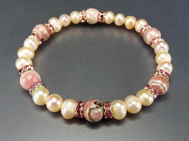 インカローズ パール ロンデル ブレスレット天然石 バラ人生 804-040 < 女性アクセサリー/時計  インカローズ パール ロンデル ブレスレット天然石 バラ人生 804-040 < 女性アクセサリー/時計の