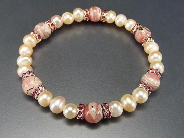 インカローズ パール ロンデル ブレスレット天然石 バラ人生 804-040 < 女性アクセサリー/時計  インカローズ パール ロンデル ブレスレット天然石 バラ人生 804-040 < 女性アクセサリー/時計の