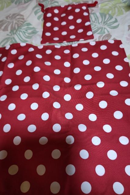 ★新品赤×白ドット柄給食巾着袋&大判ナフキン2点セット < キッズ/ベビー  ★新品赤×白ドット柄給食巾着袋&大判ナフキン2点セット  < キッズ/ベビーの