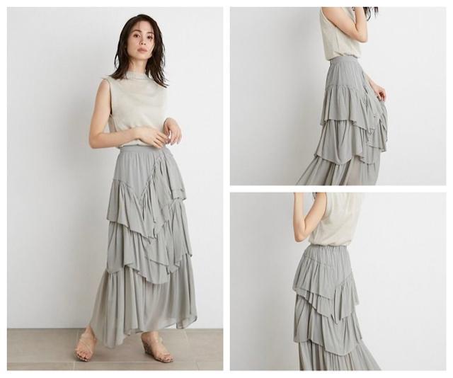 【新品未使用】スナイデル★ SNIDEL★ボリュームティアードスカート ライトグレー 0 ロングスカート マキシ丈 ウエストゴム < ブランド 【新品未使用】スナイデル★ SNIDEL★ボリュームティアードスカート ライトグレー 0 ロングスカート マキシ丈 ウエストゴム < ブランドの