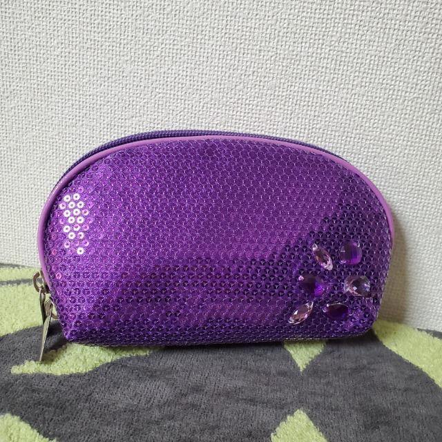 非売品 たかの友梨 パープルスパンコールとビーズがキラキラ ダブルファスナーポーチ 小物入れ 紫ポーチ < 女性ファッション  非売品 たかの友梨 パープルスパンコールとビーズがキラキラ ダブルファスナーポーチ 小物入れ 紫ポーチ  < 女性ファッションの