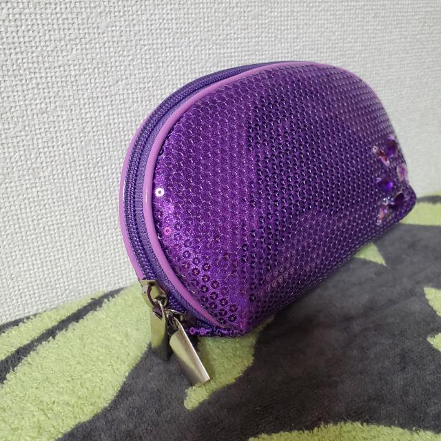 非売品 たかの友梨 パープルスパンコールとビーズがキラキラ ダブルファスナーポーチ 小物入れ 紫ポーチ < 女性ファッション  非売品 たかの友梨 パープルスパンコールとビーズがキラキラ ダブルファスナーポーチ 小物入れ 紫ポーチ < 女性ファッションの