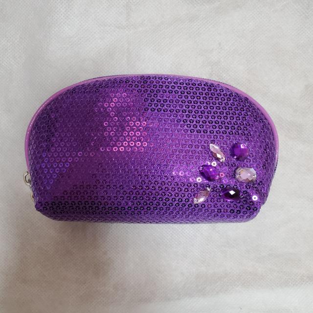 非売品 たかの友梨 パープルスパンコールとビーズがキラキラ ダブルファスナーポーチ 小物入れ 紫ポーチ < 女性ファッション  非売品 たかの友梨 パープルスパンコールとビーズがキラキラ ダブルファスナーポーチ 小物入れ 紫ポーチ < 女性ファッションの