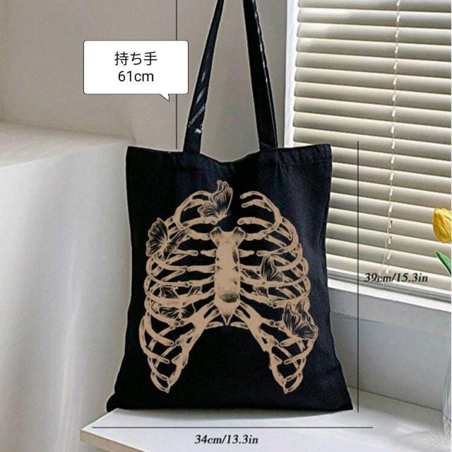 新品★スケルトンラバープリントキャンパストート < 女性ファッション  新品★スケルトンラバープリントキャンパストート < 女性ファッションの