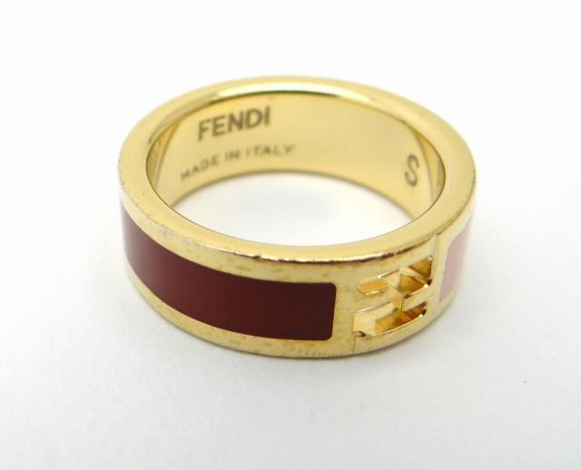 FENDI フェンディ FF リング 指輪 バイカラー ゴールド×ボルドー×ピンク #S<USED>【送料無料】 < ブランド FENDI フェンディ FF リング 指輪 バイカラー ゴールド×ボルドー×ピンク #S<USED>【送料無料】 < ブランドの