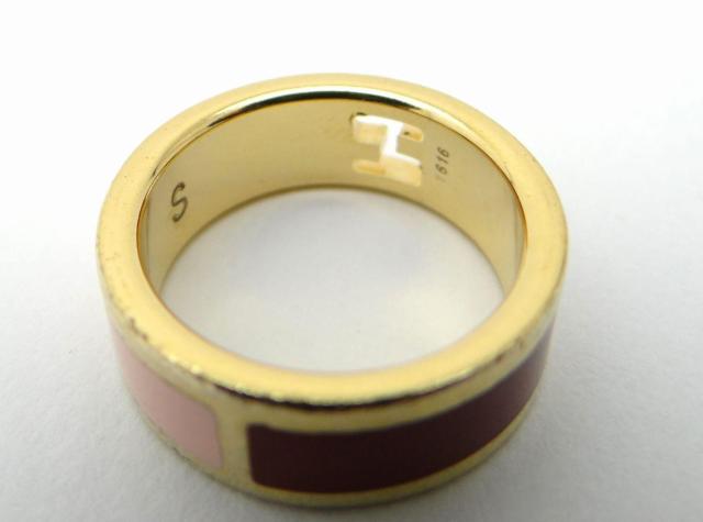 FENDI フェンディ FF リング 指輪 バイカラー ゴールド×ボルドー×ピンク #S<USED>【送料無料】 < ブランド FENDI フェンディ FF リング 指輪 バイカラー ゴールド×ボルドー×ピンク #S<USED>【送料無料】 < ブランドの