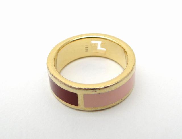 FENDI フェンディ FF リング 指輪 バイカラー ゴールド×ボルドー×ピンク #S<USED>【送料無料】 < ブランド FENDI フェンディ FF リング 指輪 バイカラー ゴールド×ボルドー×ピンク #S<USED>【送料無料】 < ブランドの