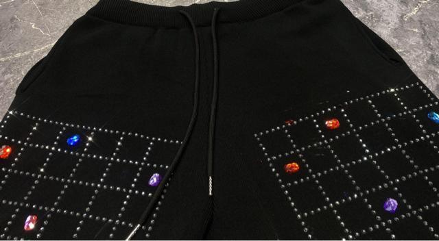 ガウチョパンツ  ニットワイドパンツ キラキラビーズ付き ウエスト調整紐付き 大きいサイズ < 女性ファッション  ガウチョパンツ  ニットワイドパンツ キラキラビーズ付き ウエスト調整紐付き 大きいサイズ < 女性ファッションの