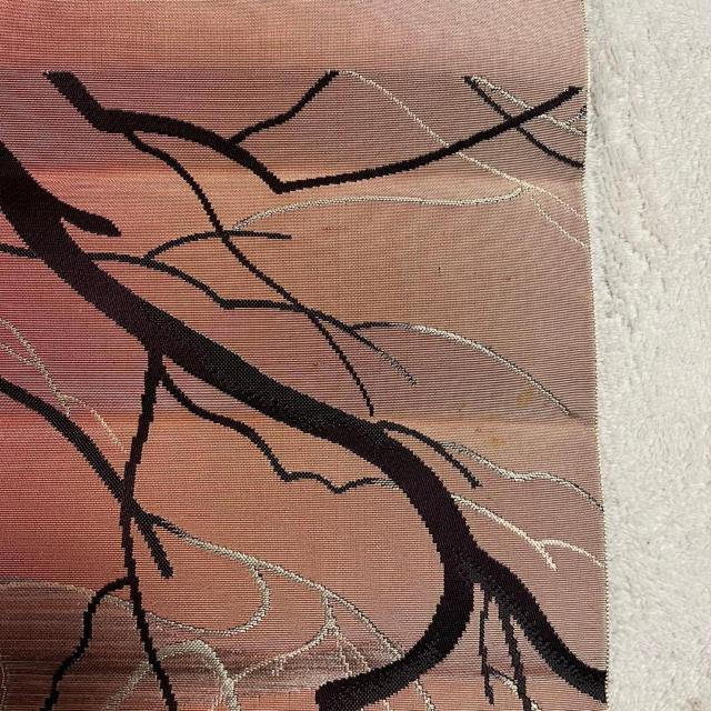 博多織 紋八寸名古屋帯 未仕立て 反物 正絹 枝柄 金銀糸入 リメイク向き < ペット/手芸/園芸 博多織 紋八寸名古屋帯 未仕立て 反物 正絹 枝柄 金銀糸入 リメイク向き < ペット/手芸/園芸の