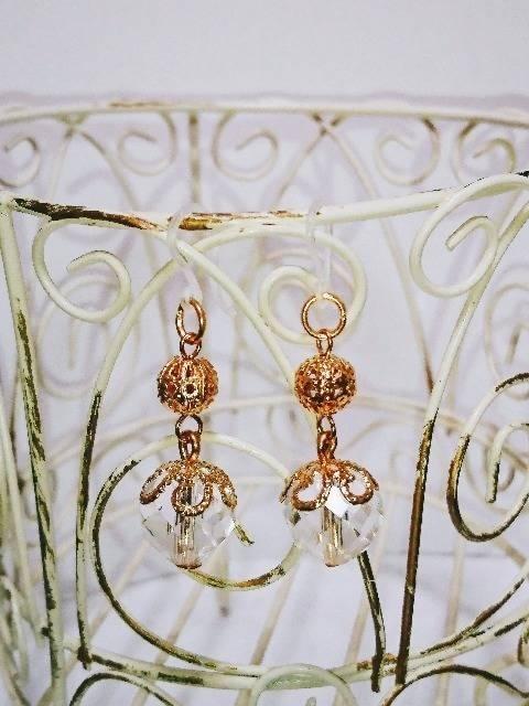 ピンクゴールドクリスタルスワロまん丸透かし樹脂ピアス☆ < 女性アクセサリー/時計  ピンクゴールドクリスタルスワロまん丸透かし樹脂ピアス☆  < 女性アクセサリー/時計の