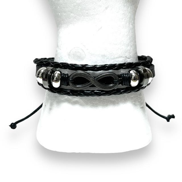 【新品】レザー調3連ブレスレット/インフィニティ < 男性アクセサリー/時計  【新品】レザー調3連ブレスレット/インフィニティ < 男性アクセサリー/時計の