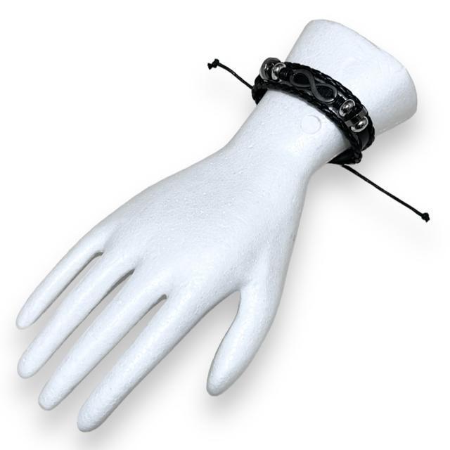 【新品】レザー調3連ブレスレット/インフィニティ < 男性アクセサリー/時計  【新品】レザー調3連ブレスレット/インフィニティ < 男性アクセサリー/時計の