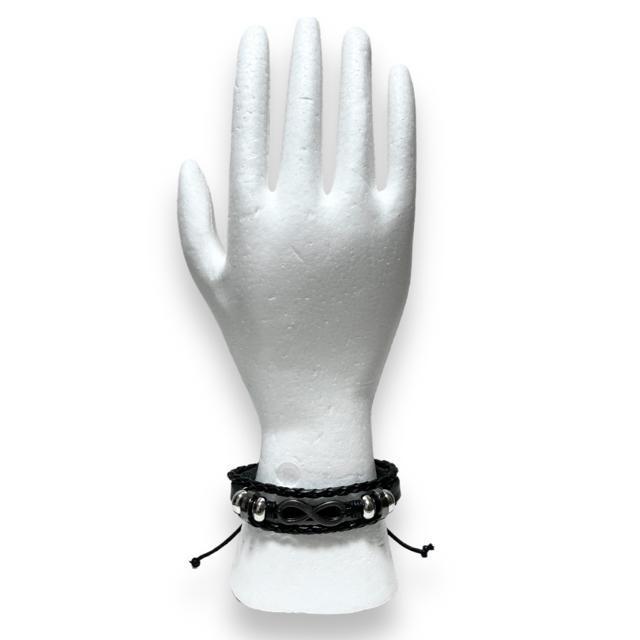 【新品】レザー調3連ブレスレット/インフィニティ < 男性アクセサリー/時計  【新品】レザー調3連ブレスレット/インフィニティ < 男性アクセサリー/時計の